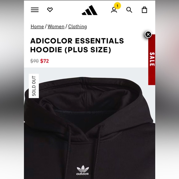 Adidas Black Embroidered Logo Hoodie Drawstring Hooded Sweatshirt - Picture 7 of 13